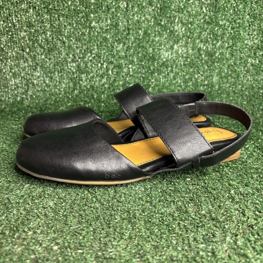 b.o.c. Sandals Slingback Closed Round Toe Flat Comfort Black Womens Size 9.5M - Picture 3 of 12
